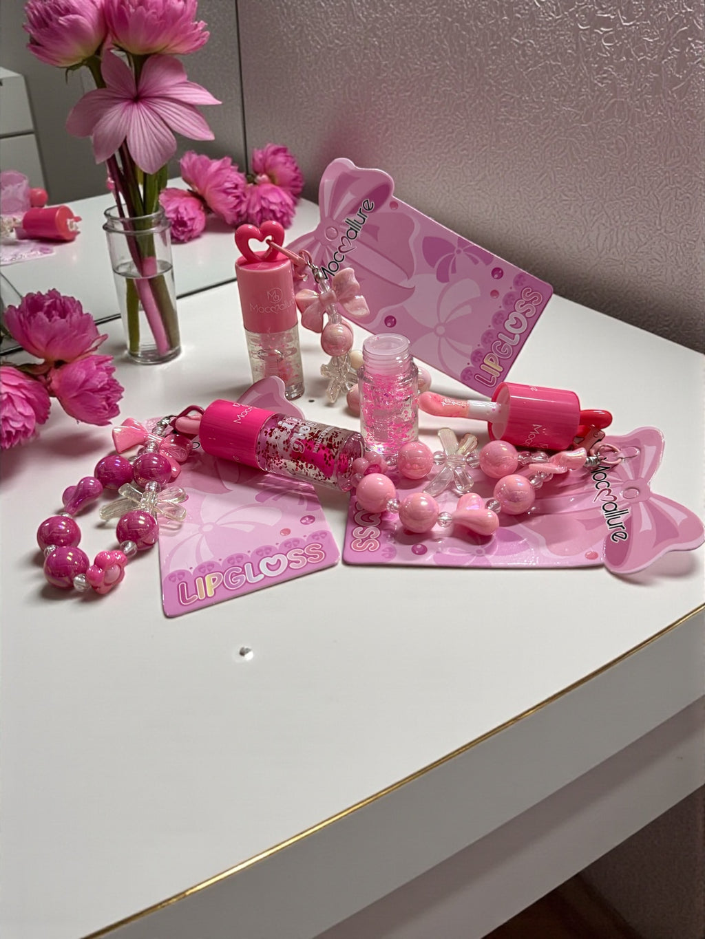 Lip gloss llaveros perlas