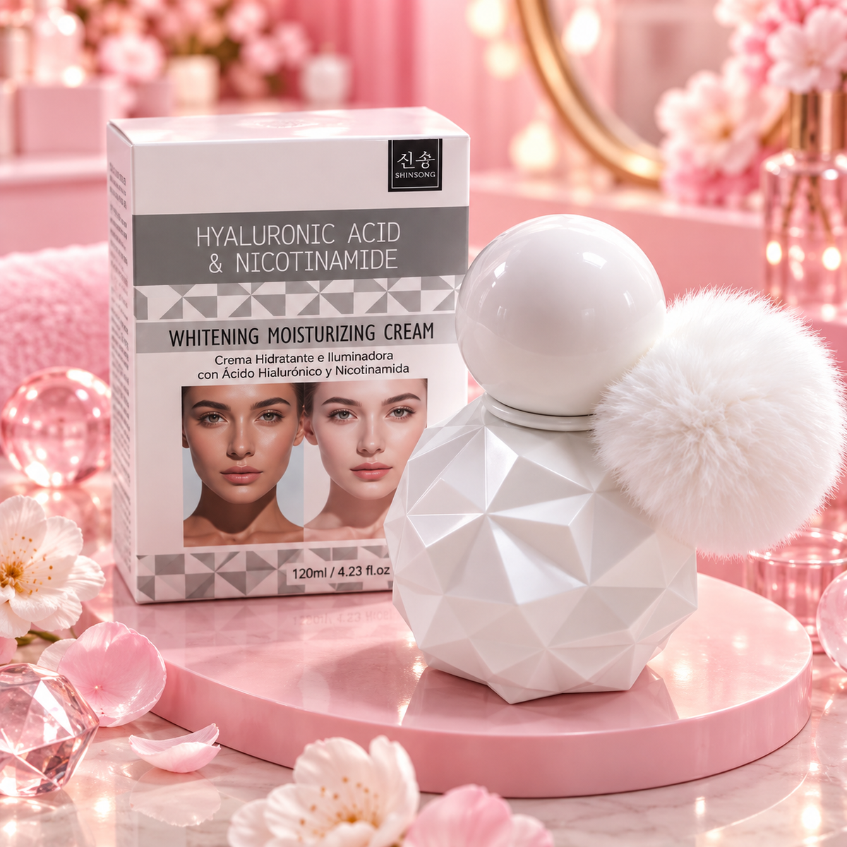 Cremas 🧴 hidratantes aclara presentación pom pom