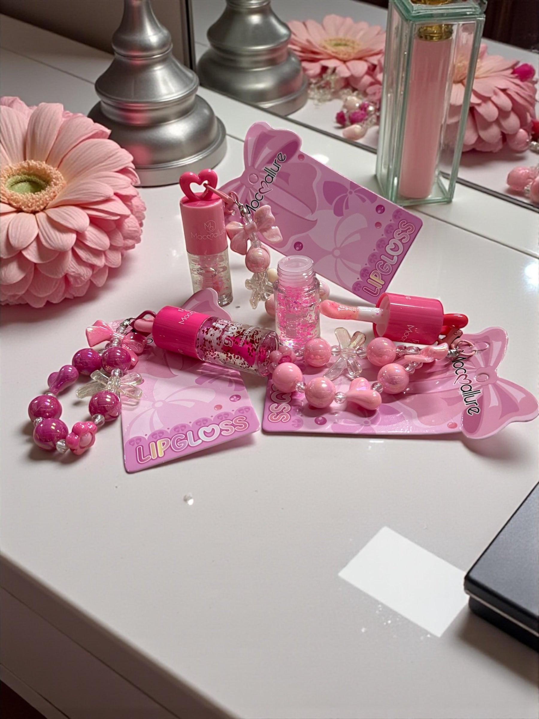 Lip gloss llaveros perlas