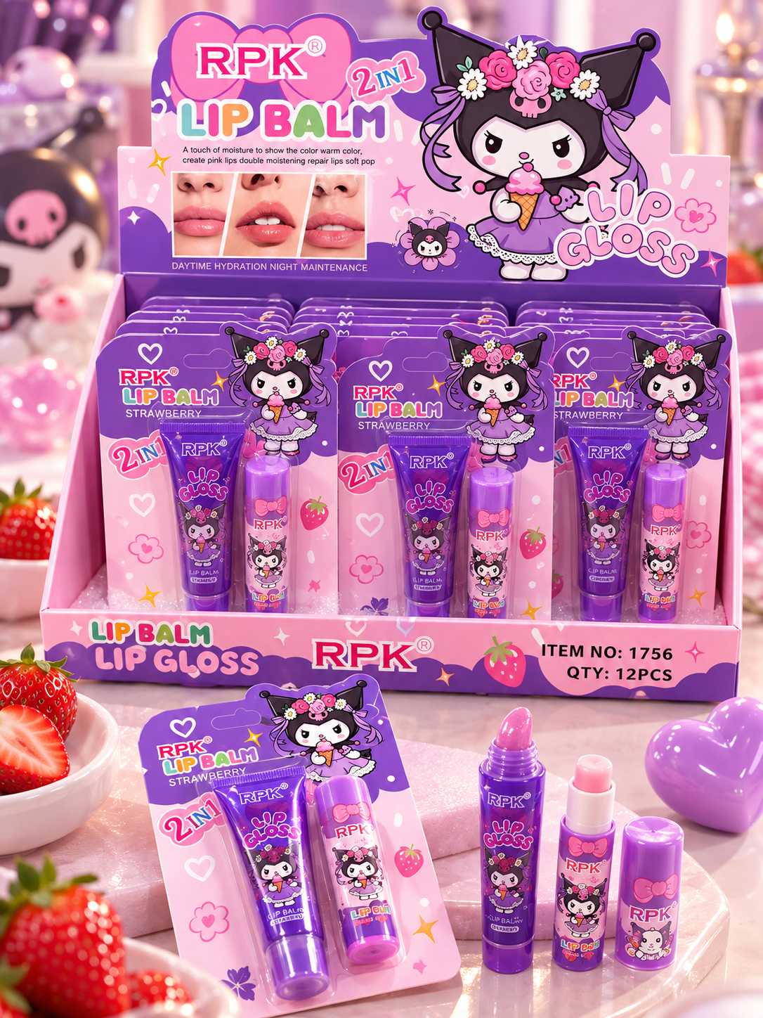 Kit bálsamo & Lip gloss kuromi