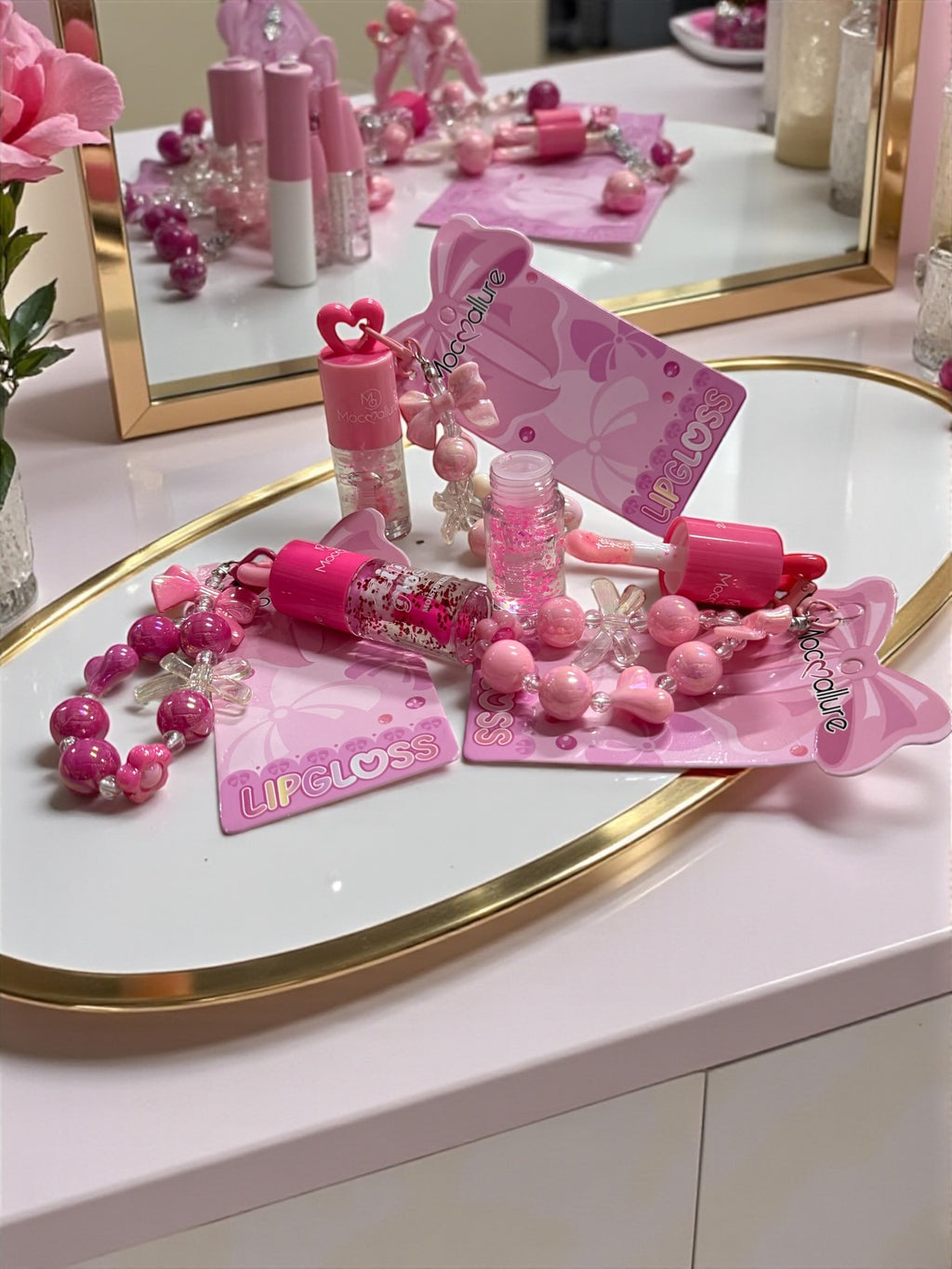Lip gloss llaveros perlas