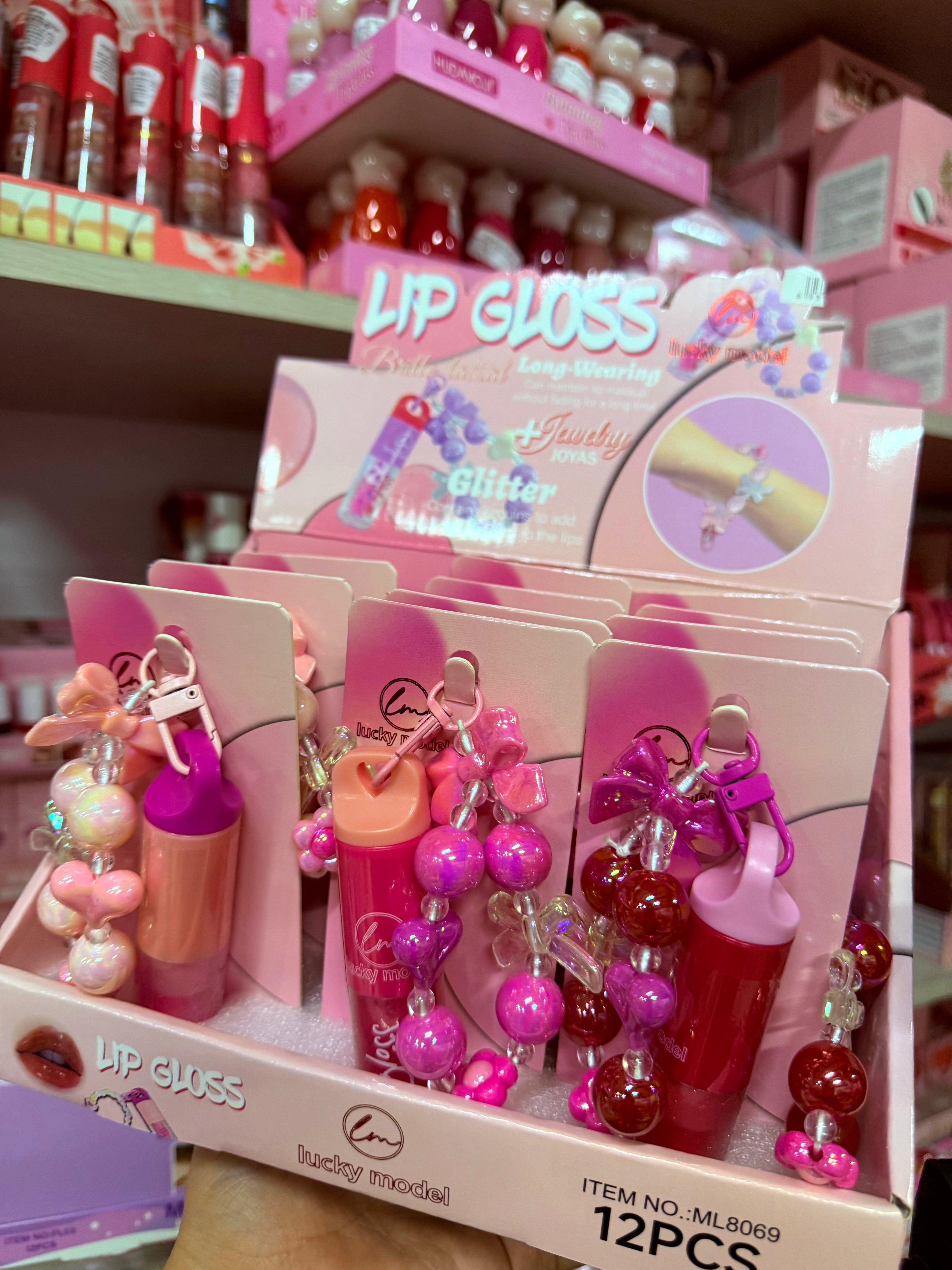Lip gloss llavero perlas