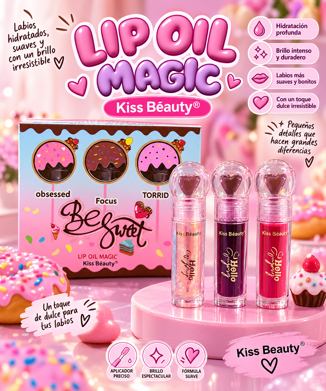 Kit x 3 Lip oil Kevin&coco water y vitamina C