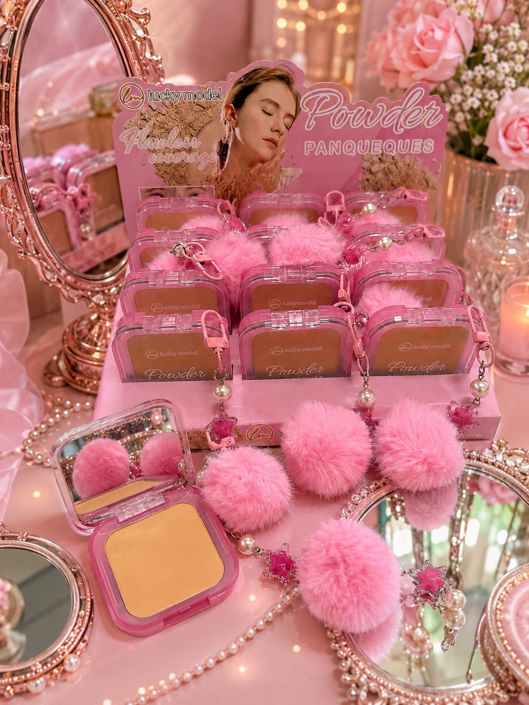 Polvo compacto pom pom lucky model