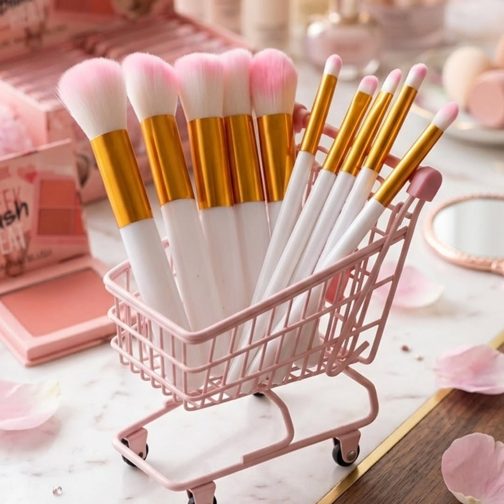 KIT BROCHAS KABUKI X10 💖 5 BROCHAS PARA ROSTRO 💖 5 BROCHAS