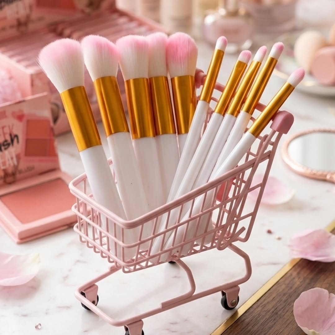 KIT BROCHAS KABUKI X10 💖 5 BROCHAS PARA ROSTRO 💖 5 BROCHAS