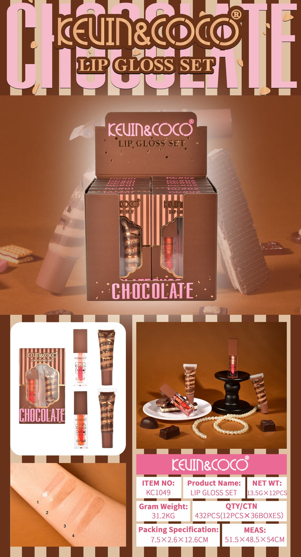 Kit Labial Liquido Chocolate KEVIN&COCO